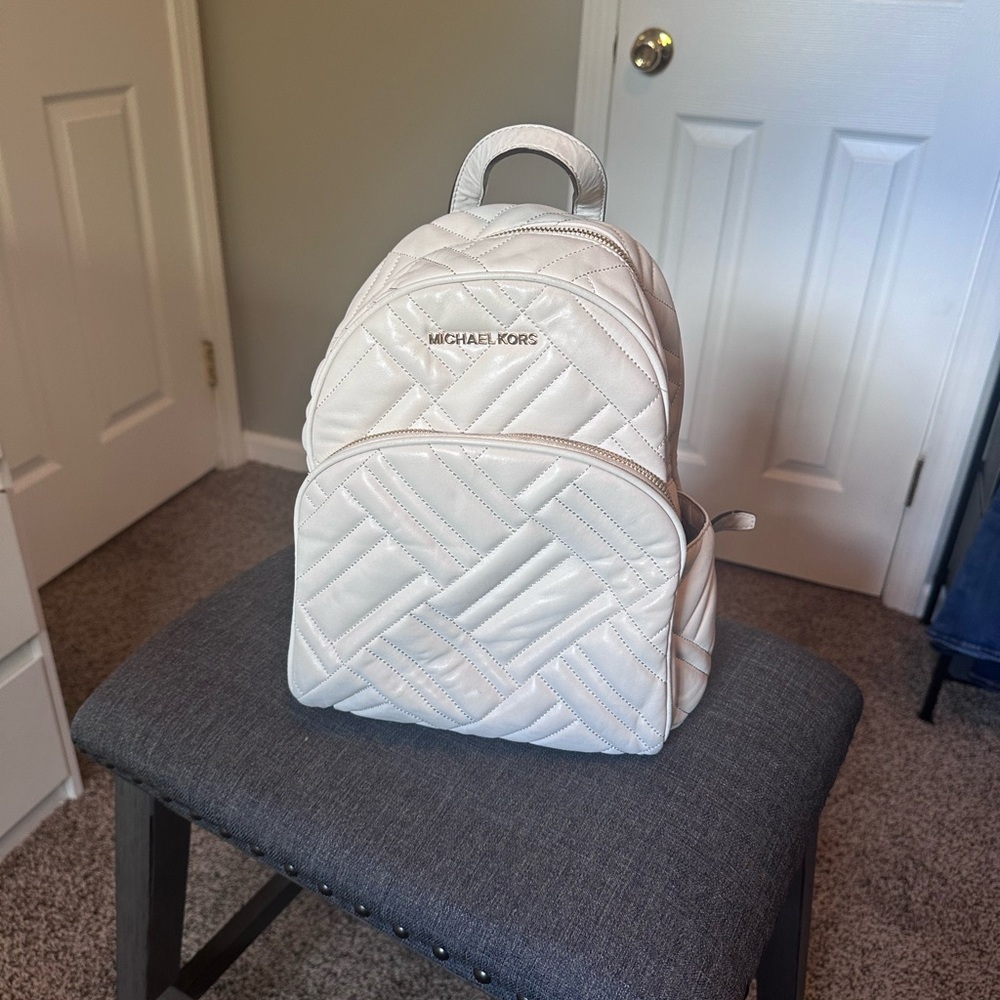 Michael Kors Quilted Cream Backpack